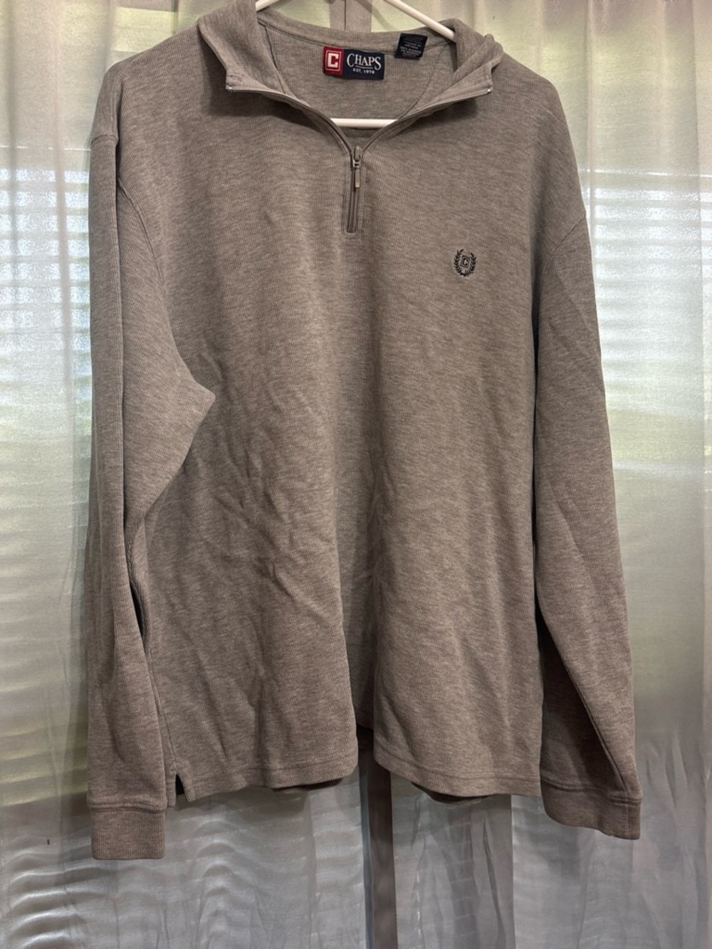 Chaps Men's Gray Quarter-Zip Crewneck Sweater